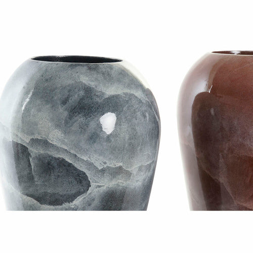 Vase DKD Home Decor Grey 24 x 24 x 45 cm Dark brown Modern Lacquered
