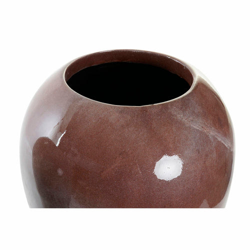 Vase DKD Home Decor Grey 24 x 24 x 45 cm Dark brown Modern Lacquered