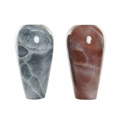 Vase DKD Home Decor Grey 24 x 24 x 45 cm Dark brown Modern Lacquered
